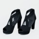 High Heeled Fish Mouth Mesh Women Sandal Shoes - Black image