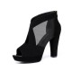 High Heeled Fish Mouth Mesh Women Sandal Shoes - Black image