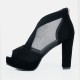 High Heeled Fish Mouth Mesh Women Sandal Shoes - Black image