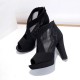 High Heeled Fish Mouth Mesh Women Sandal Shoes - Black image