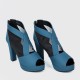 High Heeled Fish Mouth Mesh Women Sandal Shoes - Blue image