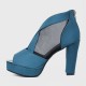 High Heeled Fish Mouth Mesh Women Sandal Shoes - Blue image