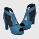 High Heeled Fish Mouth Mesh Women Sandal Shoes - Blue image