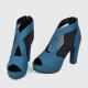 High Heeled Fish Mouth Mesh Women Sandal Shoes - Blue image