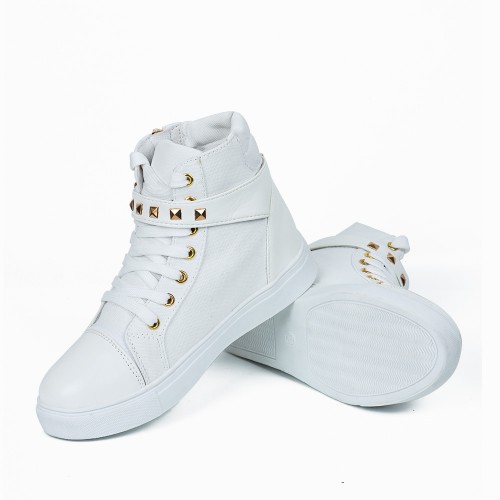 Canvas Fashion Casual Zipper Women Sneaker - White image