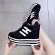 Thick Bottom Muffin Platform Laces Up Sneakers - Black image