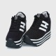 Thick Bottom Muffin Platform Laces Up Sneakers - Black image