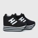 Thick Bottom Muffin Platform Laces Up Sneakers - Black image
