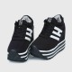 Thick Bottom Muffin Platform Laces Up Sneakers - Black image