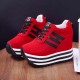 Thick Bottom Muffin Platform Laces Up Sneakers - Red image