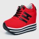 Thick Bottom Muffin Platform Laces Up Sneakers - Red image