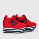 Thick Bottom Muffin Platform Laces Up Sneakers - Red image