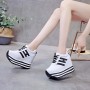 Thick Bottom Muffin Platform Laces Up Sneakers - White