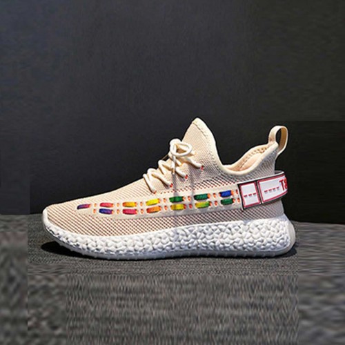 Double Stripes Color contrast Running Sneakers - Cream image