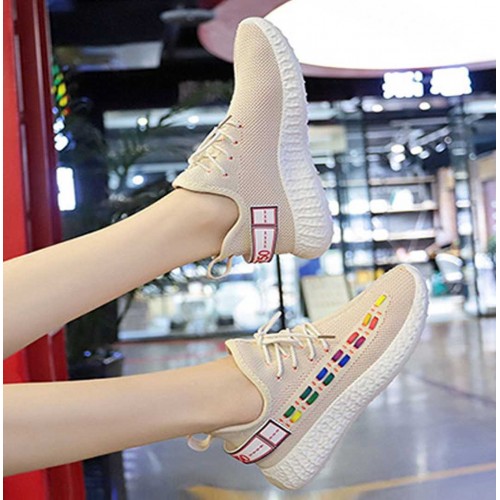 Double Stripes Color contrast Running Sneakers - Cream image