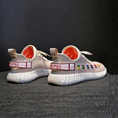 Double Stripes Color contrast Running Sneakers - Cream image