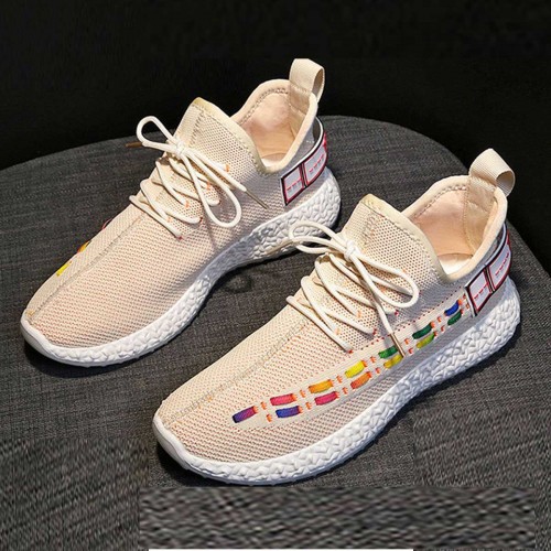 Double Stripes Color contrast Running Sneakers - Cream image