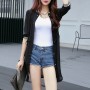 Long Sleeve Vintage Chiffon Ladies Cardigans - Black 