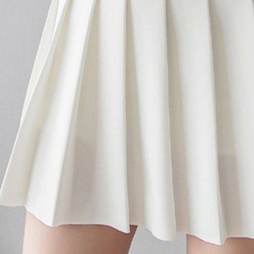 Tremor High Waist Elastic Pleated Mini Skirt - White