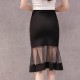 Fishtail Stretch Mesh Knee Length Mermaid Skirt - Black image