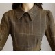 Collar Acetate Long Sleeve A-line Midi Dress - Brown image