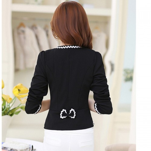 Long-sleeve Cardigan Short Skinny Ladies Jacket - Black image
