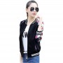 Floral Printed Streetwear Long Sleeve Jacket - Black