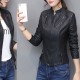 Long Sleeve Streetwear PU Leather Ladies Jacket - Black image