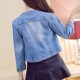 Crew Neck Vintage Denim Ladies Jacket - Light Blue image