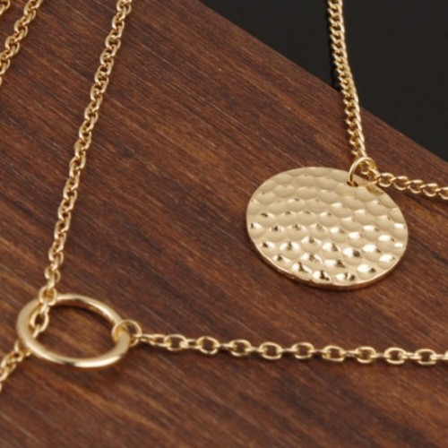 Women Fashion Multi Layered Necklace with Angle Wings-Golden image