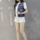 Women Sleeveless Blue Fit Denim Jacket - Blue image