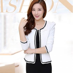 Long-sleeve Cardigan Short Skinny Ladies Jacket - White