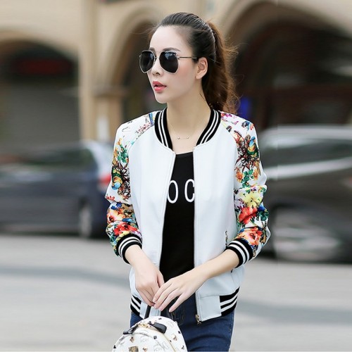 Floral Blackpink Streetwear Long Sleeve Jacket - White image
