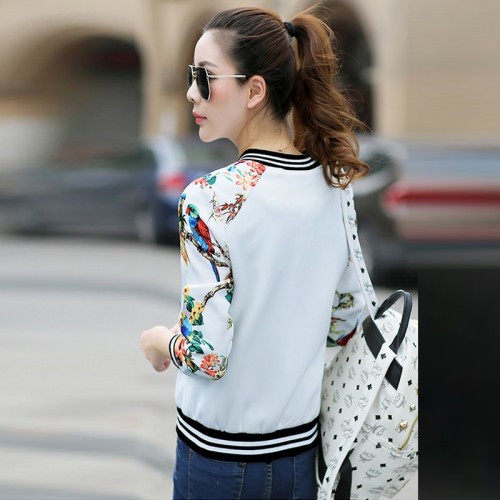 Floral Blackpink Streetwear Long Sleeve Jacket - White image