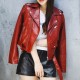Elegent Bright Color Casual PU Leather Jacket - Red image