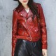 Elegent Bright Color Casual PU Leather Jacket - Red image