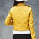 Elegent Bright Color Casual PU Leather Jacket - Yellow image