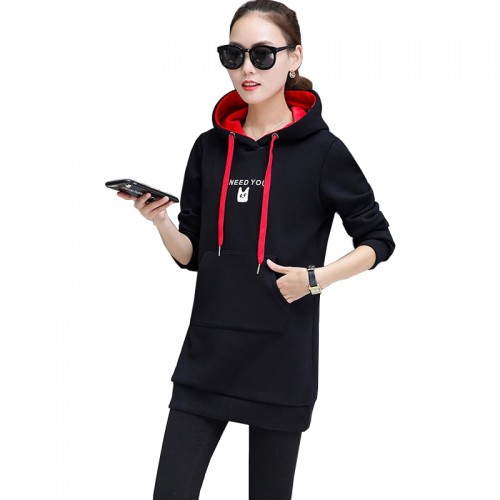 Elegant Long Sleeve Tide Striped Black Sweater - Black image