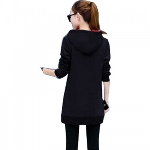 Elegant Long Sleeve Tide Striped Black Sweater - Black image