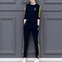 Stripe Contrast 2Pcs Sweater Pants Track Suit -Blue