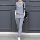 Stripe Contrast 2Pcs Sweater Pants Track Suit -Grey image