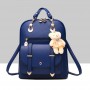 Teddy Bear Hanging Stylish Leather Backpack - Blue