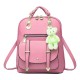 Teddy Bear Hanging Stylish Leather Backpack - Pink image