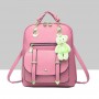 Teddy Bear Hanging Stylish Leather Backpack - Pink