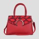 Snake Pattern Zip Closure Tote Shoulder Handbag - Red image