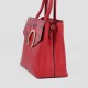 Snake Pattern Zip Closure Tote Shoulder Handbag - Red image