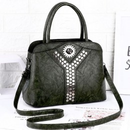 Rivets Patched Women Elegant Shoulder Bag - Green