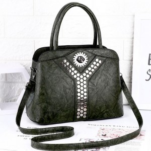 Rivets Patched Women Elegant Shoulder Bag - Green