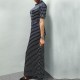 Short Sleeved Polka Dot Long Maxi Dress-Black |image