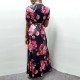Elegant Floral print short sleeved Maxi Dress-Black image